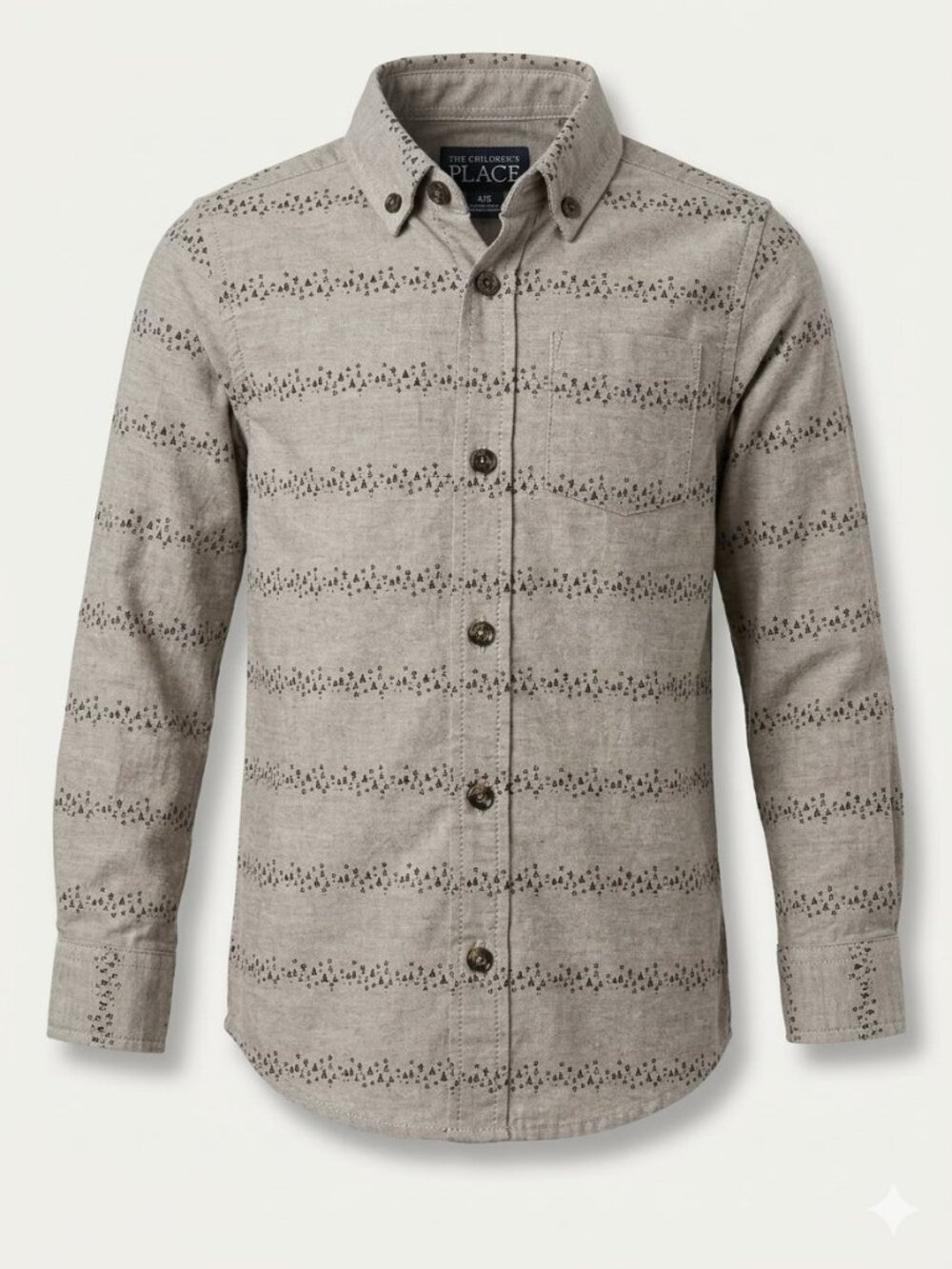 The Children's Place Beige Patterned Long Sleeve Shirt Boys 5T